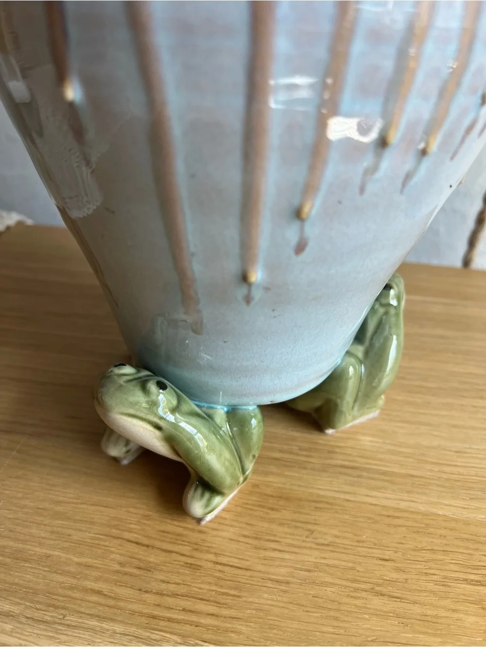 Vintage Studio Pottery Frog Foot Vase Handmade Ceramic Art Cottagecore Woodland